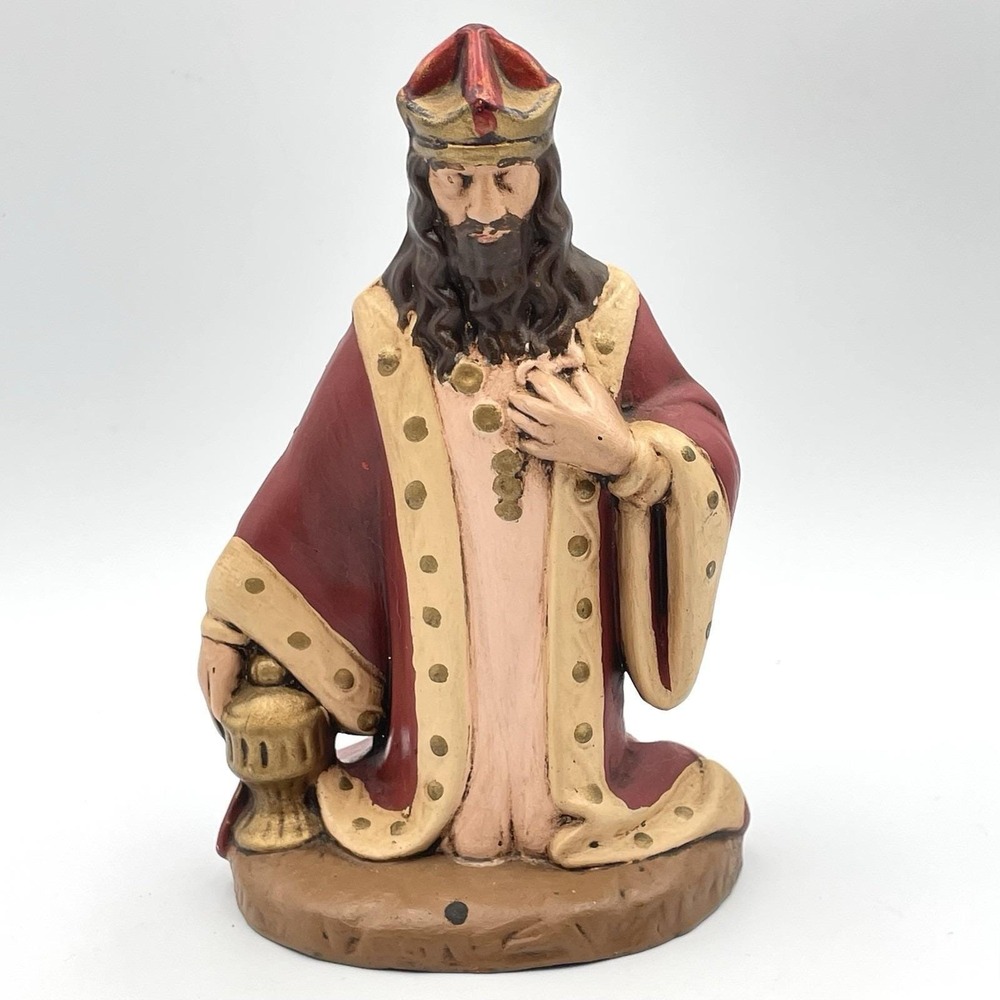 Vintage Holland Mold Nativity Wiseman Figurine Kneeling Replacement 6.5" Red